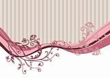 Pink vector flowers on striped background