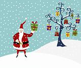 Christmas series: Happy Santa Claus and Christmas tree