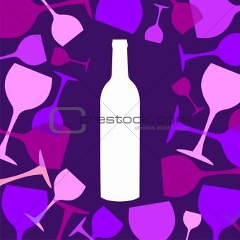 Wine bottle and wineglasses background