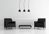 minimal black and white living room