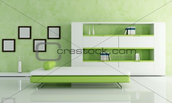 green and white living room