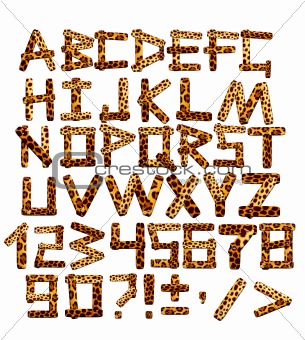 3d alphabet in style of a safari