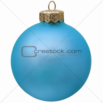 blue christmas ornament . Isolated over white.