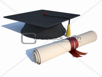 Mortarboard and diploma