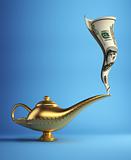 Magic lamp with money