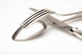 elegant silverware - closeup of fork, knife and spoon