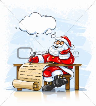 Santa Claus writing Christmas greeting letter
