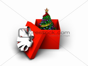 Christmas fur-tree in a box