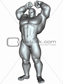 Bodybuilder in action pose