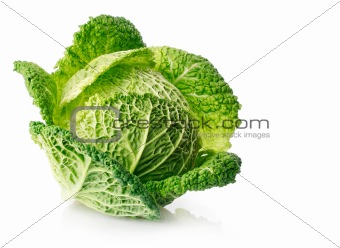 fresh green cabbage fruit isolated on white