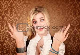 Pretty young woman gesturing with her hands