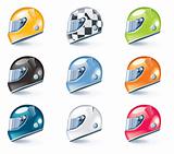 Vector racing helmets icons