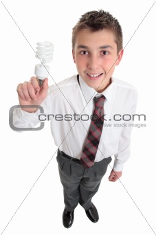 Student with light bulb ideas or environment