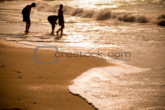 Beach with Silhouette people