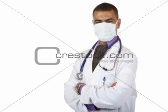 self confident medical doctor  with mask and stethoscope
