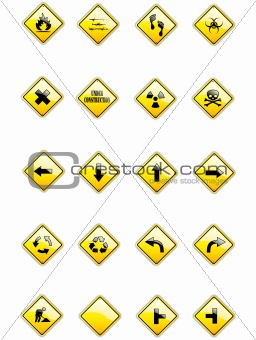 Vector set of yellow signs