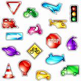 Brightly colored traffic icons