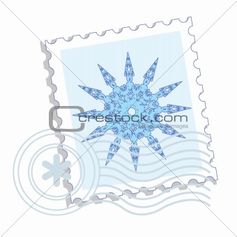 Postage stamp with snowflake