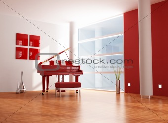 red and white  music room