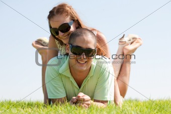 Happy couple enjoying in a park