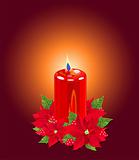 Christmas Candle with Poinsettias