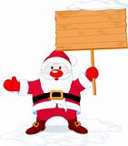 Santa Claus holding board sign