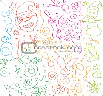 Child hand made sketch of Christmas Elements