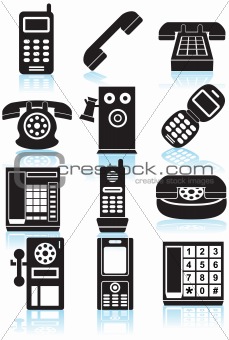 Set of Phone Icons - Black and White