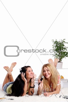 a two young girls at home