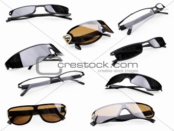 Collage of isolated sunglasses