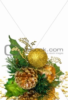Christmas decoration - green gold branch