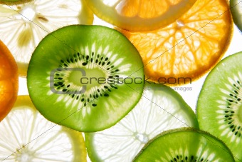 Brighten citrus slices  on a white
