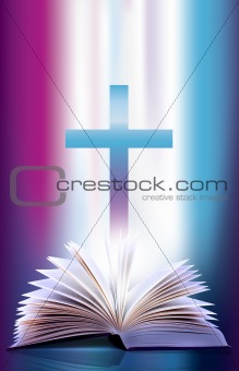open flicking bible and cross