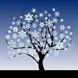 Abstract tree with snowflakes 