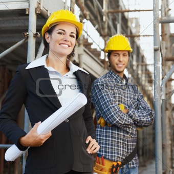 construction worker and architect