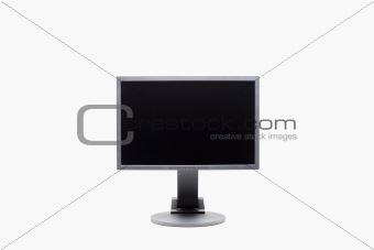 frontal view of lcd (liquid crystal) computer monitor isolated on white - clipping path