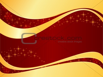 Red golden festive background with stars
