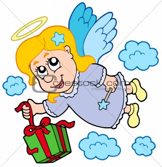 Flying angel with gift