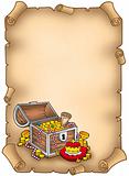 Parchment with big treasure chest