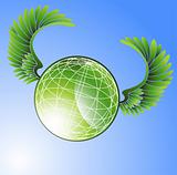 Green Globe with Wings