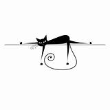 Relax. Black cat silhouette for your design