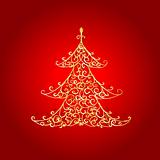 Christmas tree, golden ornament