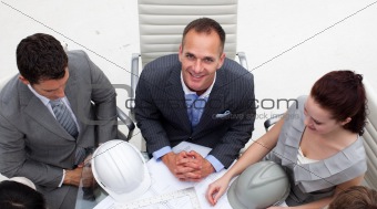 Smiling architect manager in a meeting