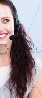Beautiful woman with a headset on