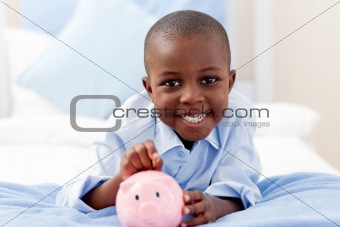 Young boy smiling at the camera 