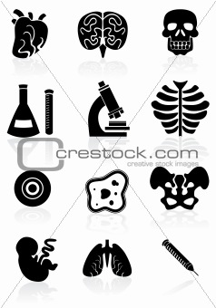 Biology Icon Set - Black