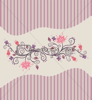 Pink vector flowers and stripes