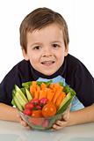 Healthy boy with vegetables