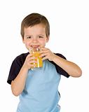 Healthy happy boy with juice - isolated