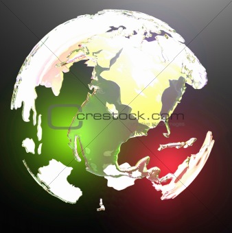 Translucent glowing world globe